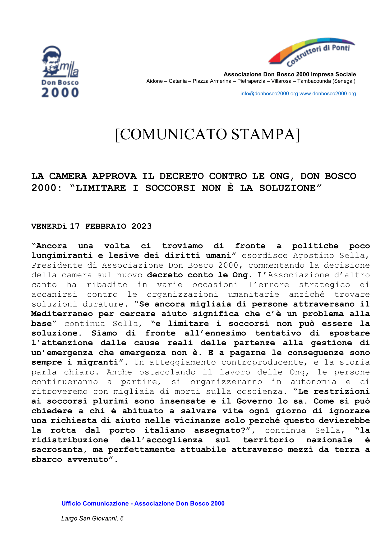 comunicato stampa_db2000 - Dichiarazione decreto contro Ong-1