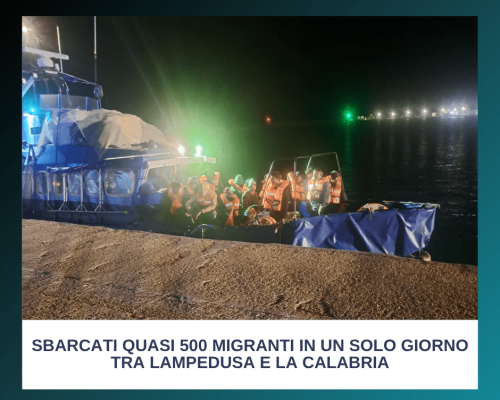 Sbarcati quasi 500 migranti in un solo giorno tra Lampedusa e la Calabria